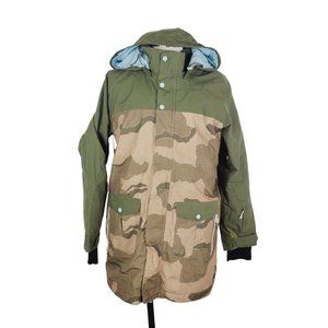 Burton Men's Green Camouflage Long Sleeve Hooded Thermal Ski Jacket Size L